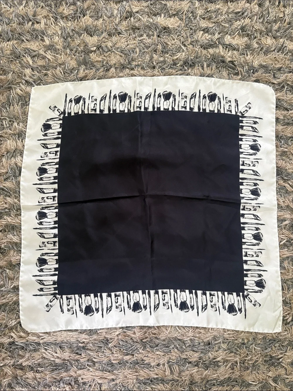 NWOT Black & White Makeup Print Silky Square Scarf 20x20